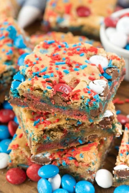 a stack of square cut Firework Blondie Bars