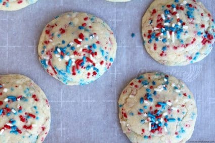 4th of july desserts Funfetti Cookies, red white and blue