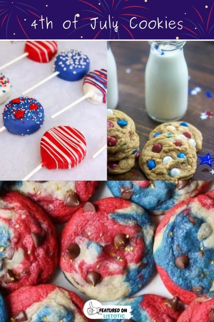 Patriotic Fourth of July red white and blue cookies. 4th of July cookies and desserts.