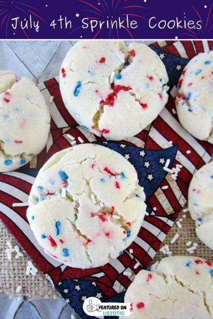 Patriotic Fourth of July red white and blue cookies. 4th of July cookies and desserts.