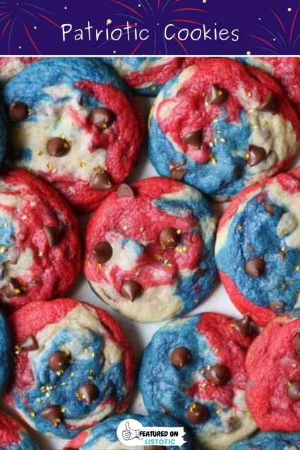 Patriotic Fourth of July red white and blue cookies. 4th of July cookies and desserts.