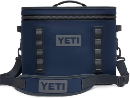 navy blue soft sided yeti cooler with strap one of the Father's Day ideas