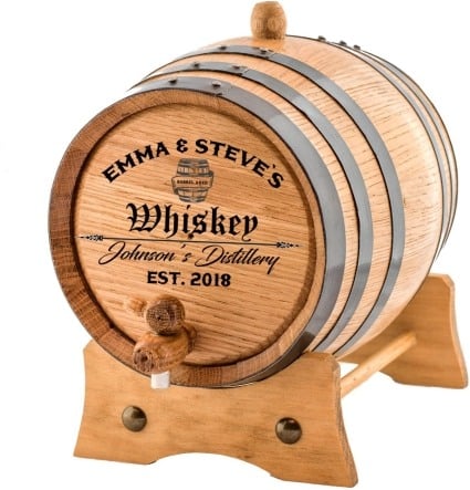 Gift Ideas for Father's Day personalized custom engraved oak aging barrel for whiskey, beer, wine, bourbon tequila rum moonshine and more