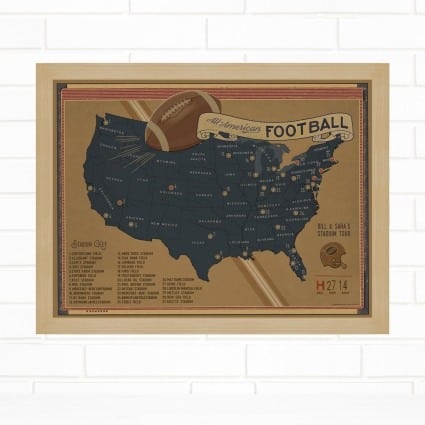 personalized push pin vintage style travel sports map gifts for Father's Day ideas