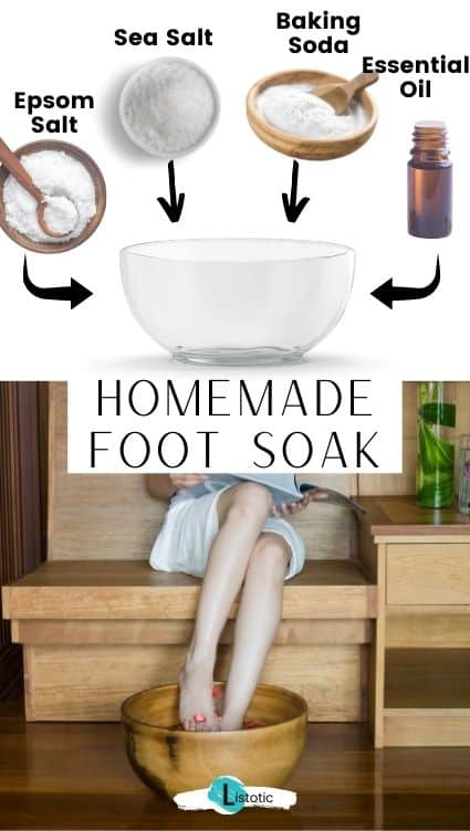 DIY foot soak for daily foot care routine.