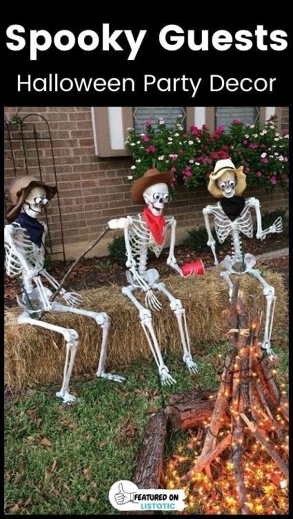 Spooky plastic skeleton decoration idea.