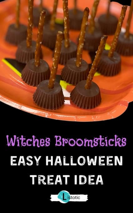 Witches Broom Pretzel No-Bake Halloween Treats ⋆ Listotic