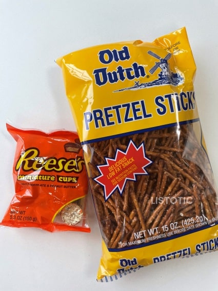 ingredients for Witches broom pretzel treats