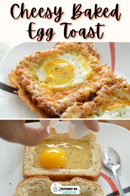 Cheesy baked egg toast.