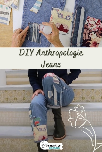 $10 diy printed jeans  no sew thrift flip 