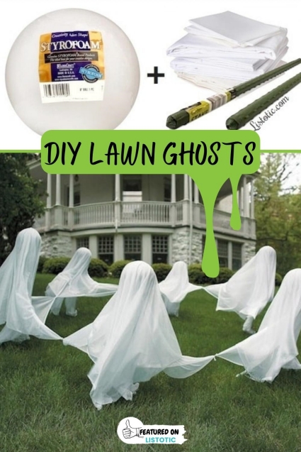 DIY lawn ghosts.