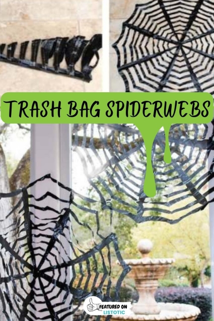 Trash bag spider webs.