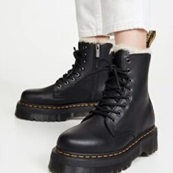 Fluffy combat boots.