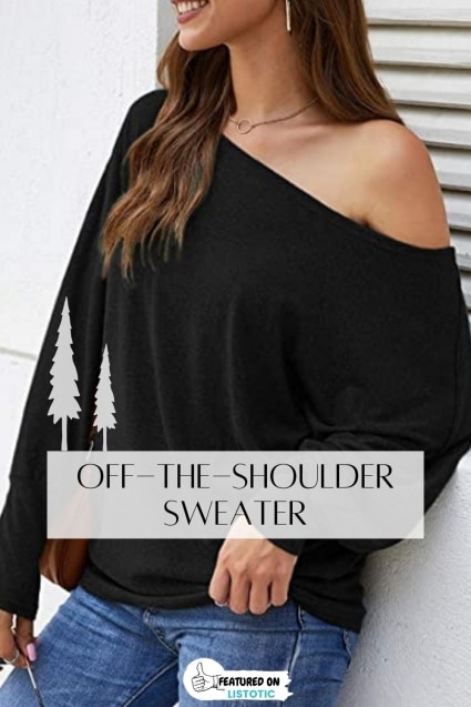 Off-the-shoulder shirt.