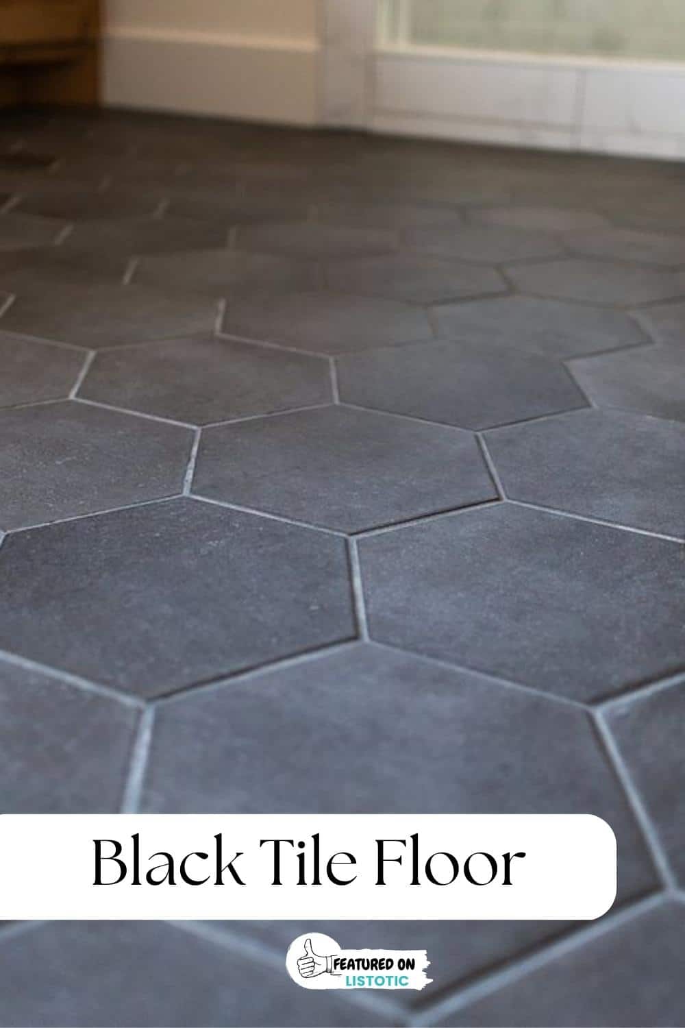 black hexagon tile bathroom flooring