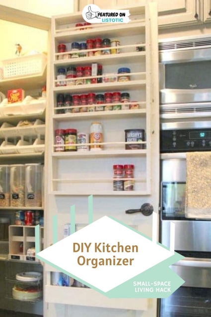 DIY kitchen shelves.