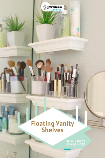Floating vanity shelves.