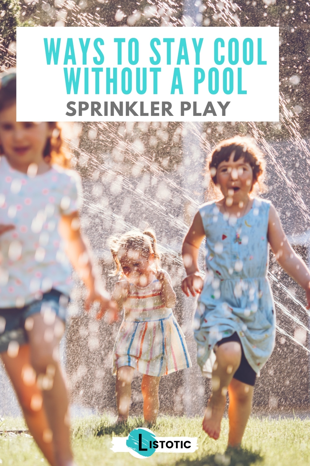 A child running through a sprinkler, laughing and getting soaked with water on a warm summer day in the backyard.