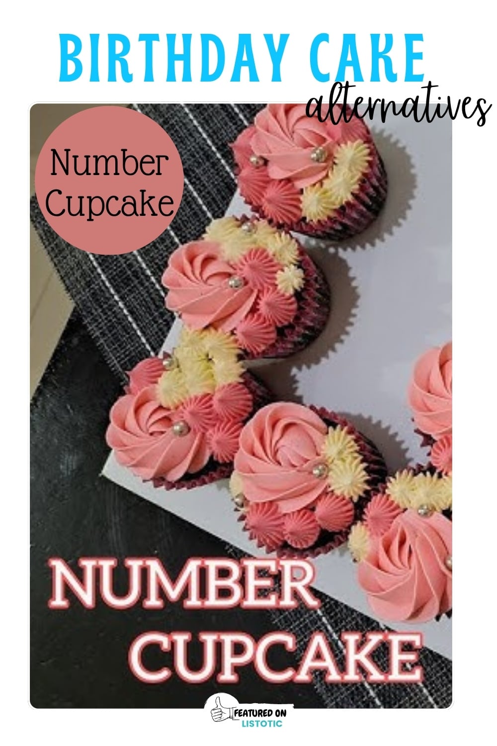 cupcakes arranged in the number 5 for birthday idea