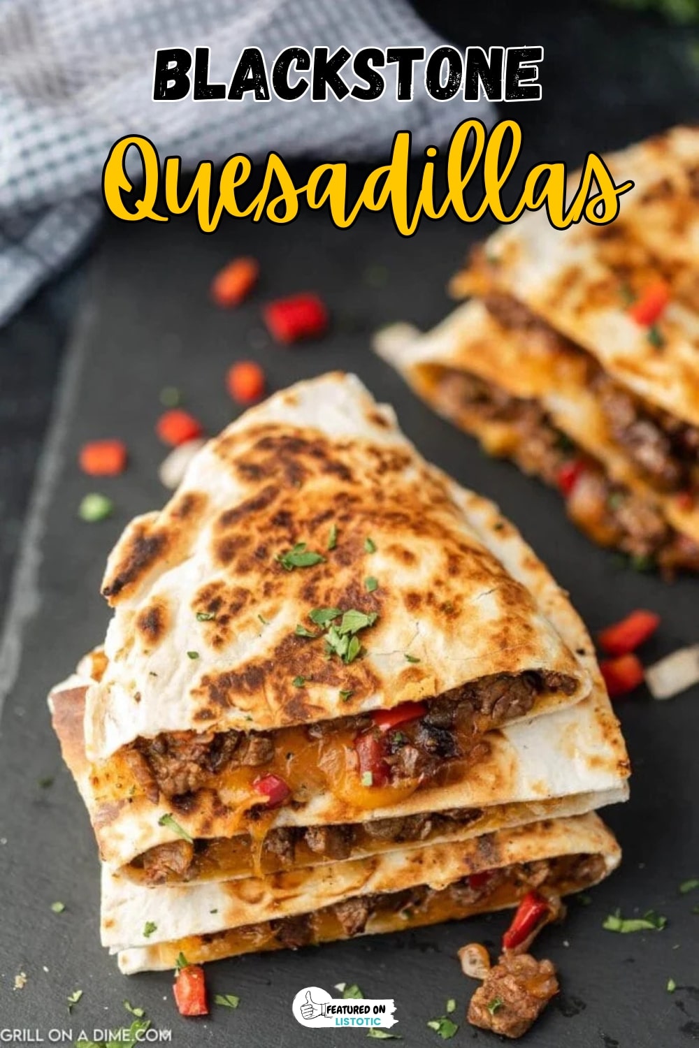 Golden Brown Griddled Quesadillas with Chicken and Cheese