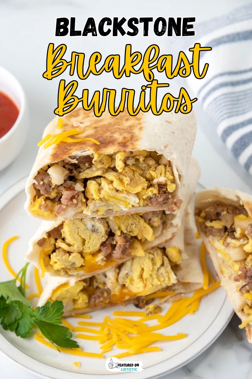 Blackstone Breakfast Burritos with Eggs, Bacon, and Salsa