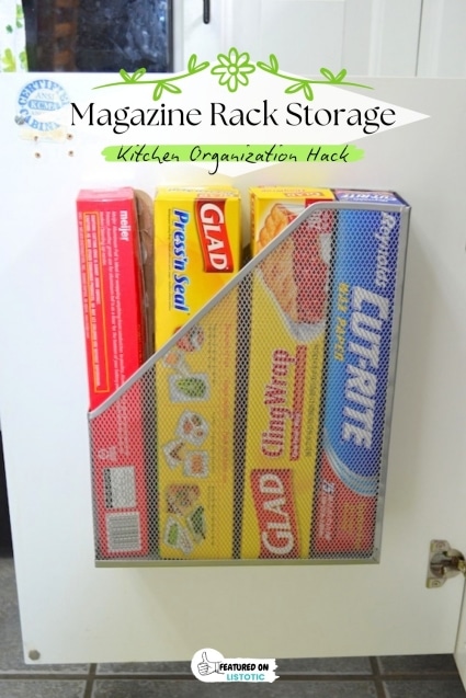 Magazine rack storage.