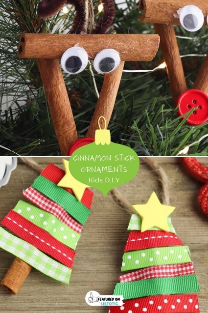 DIY no mess Christmas crafts and homemade ornaments for kids.