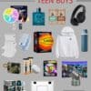 Collage of top teen boy Christmas gift ideas for 2025 featuring trendy items like wireless headphones, LED lights, Nike hoodie, gaming accessories, Bluetooth speaker, and mini projector — fun, cool, and unique Christmas gifts for teenage boys
