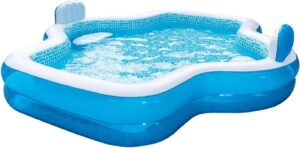 large blue inflatable pool